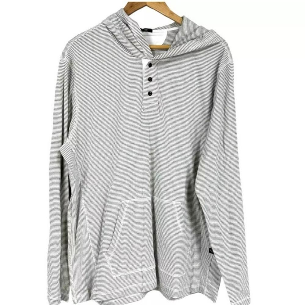 Rails Men's Weston Cream Navy Stripe Hooded Pullover A48